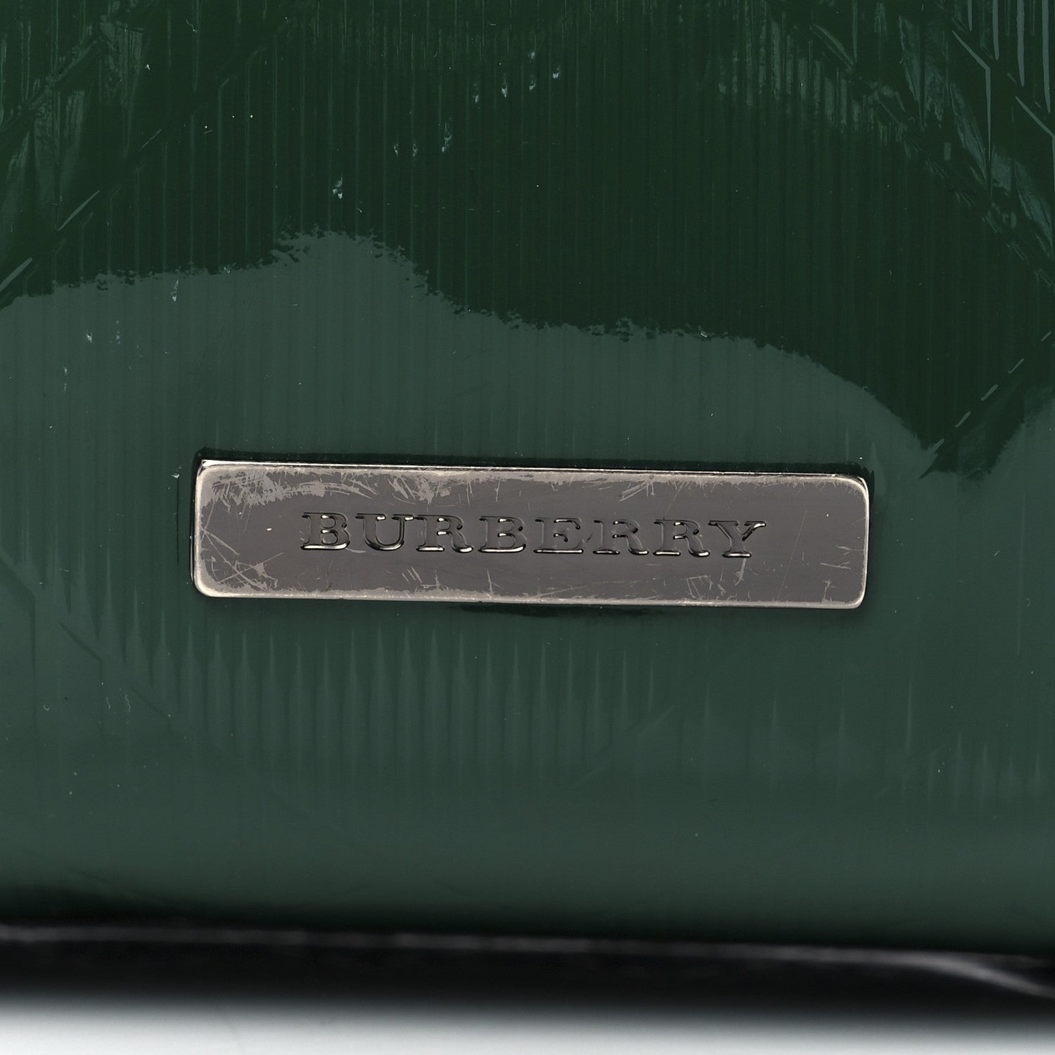 Burberry Patent Check Embossed Medium Anford Convertible Bowling Bag Dark Green 9 of 17