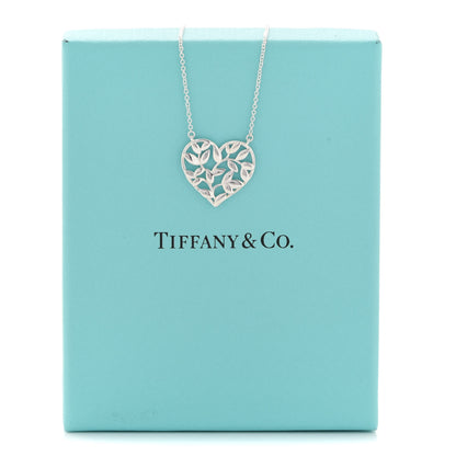 Tiffany Sterling Silver Paloma Picasso Olive Leaf Heart Pendant Necklace 7 of 7