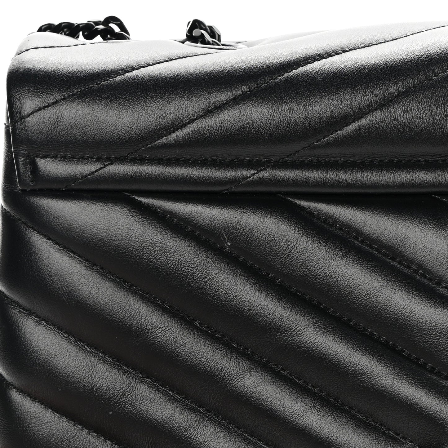 Calfskin Y Quilted Monogram Monochrome Medium Loulou Chain Satchel Black