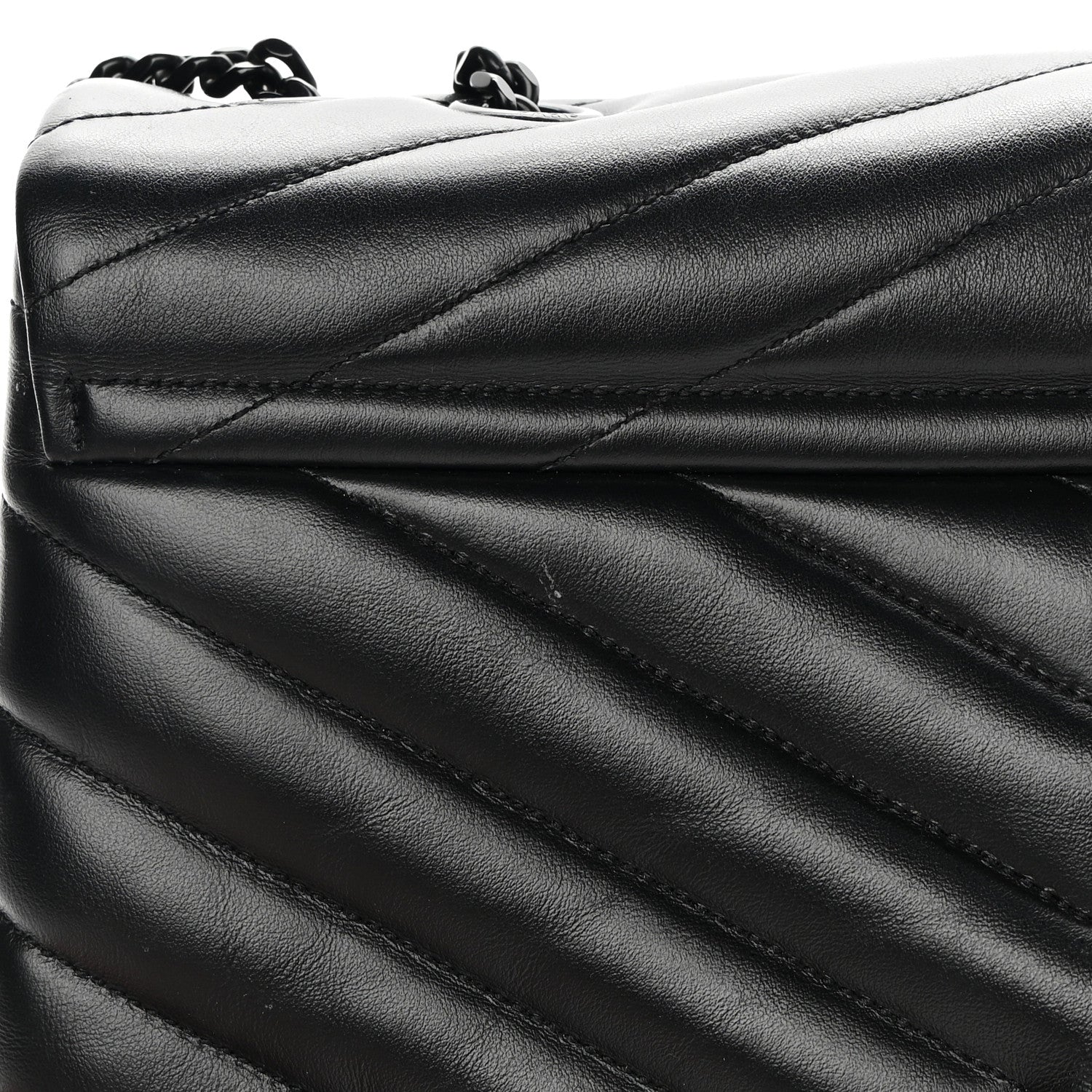 Saint Laurent Calfskin Y Quilted Monogram Monochrome Medium Loulou Chain Satchel Black 13 of 14