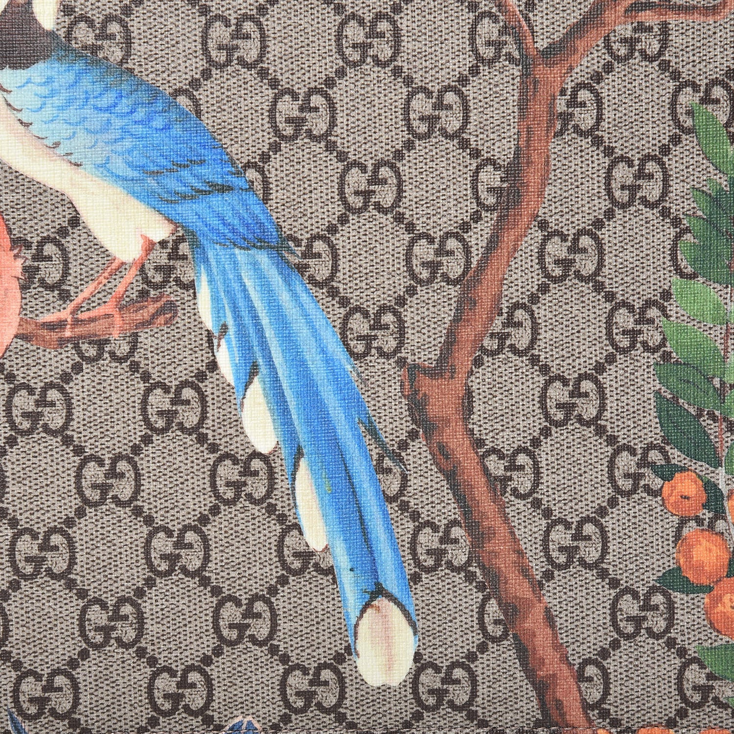 Gucci GG Supreme Monogram Tian Large Zip Pouch Beige Multicolor Red 9 of 10