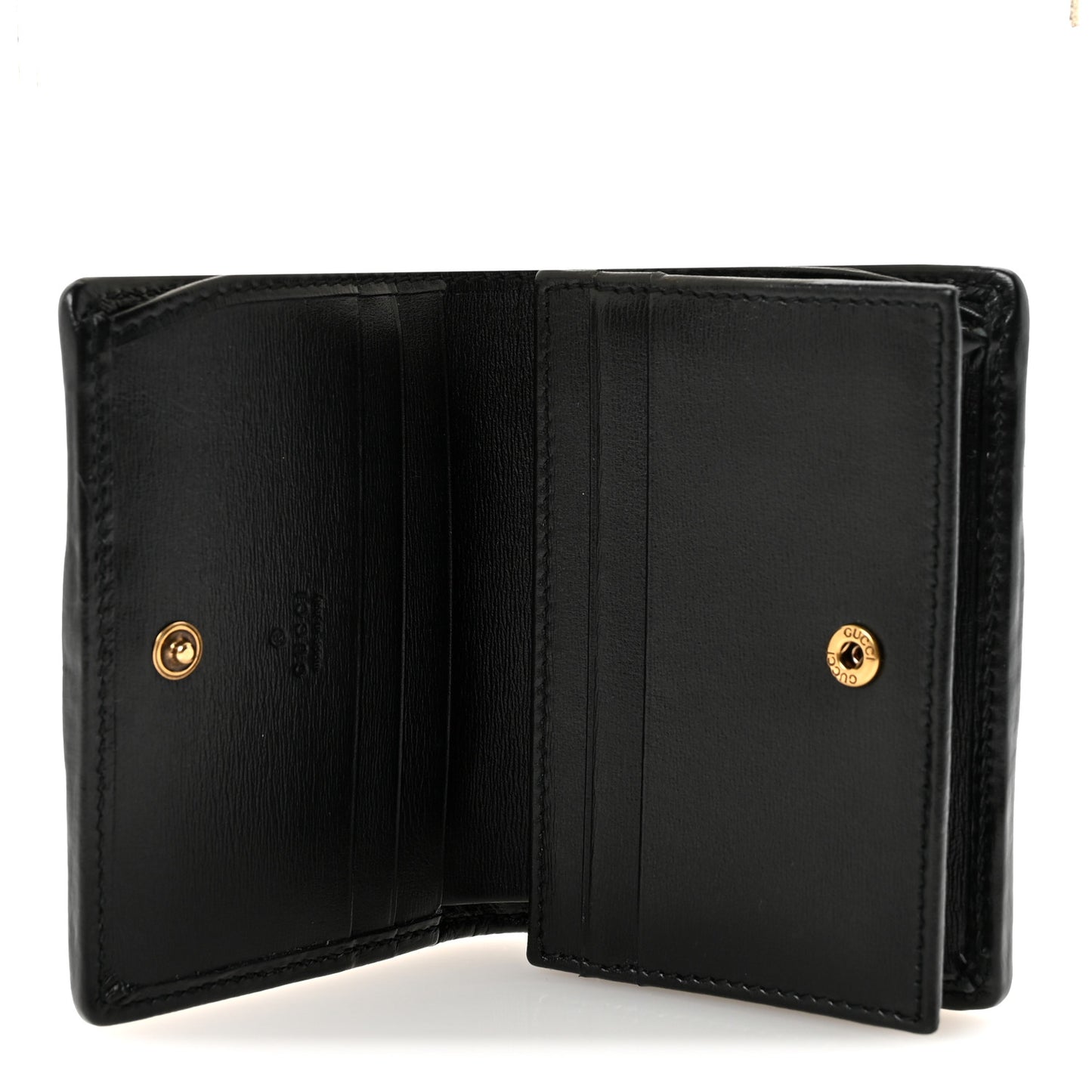 Calfskin Web Trapuntata GG Marmont Card Case Wallet Black