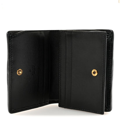 Gucci Calfskin Web Trapuntata GG Marmont Card Case Wallet Black 5 of 8