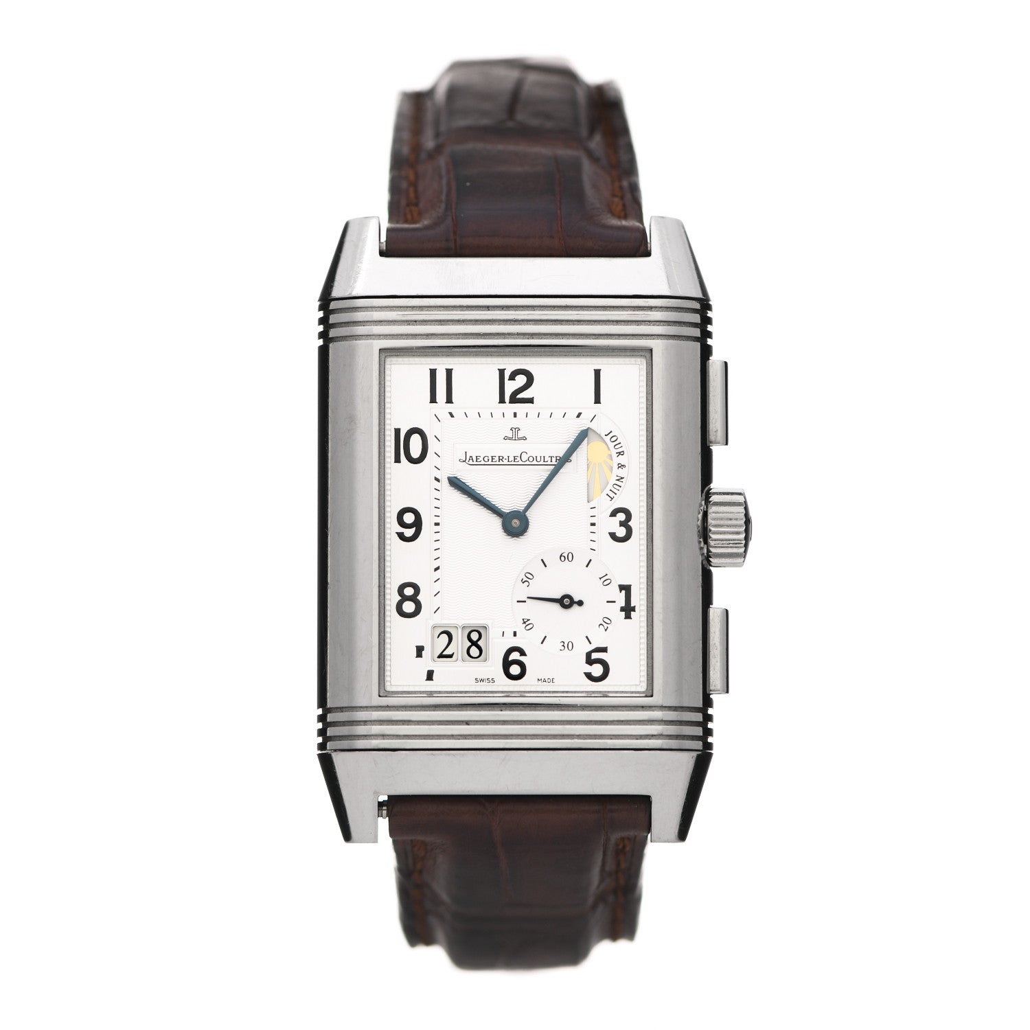 Jaeger-LeCoultre Stainless Steel Alligator 30mm Reverso Grande Date GMT 8 Days Manual Winding Watch Q3028420 1 of 6