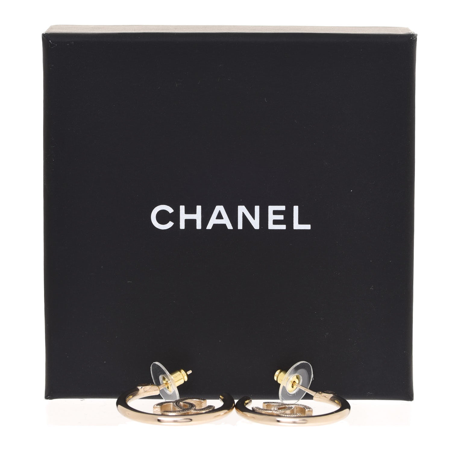 Chanel CC Hoop Earrings Gold 5 of 5
