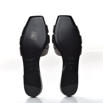 Saint Laurent Metallic Crackled Calfskin Nu Pied 05 Slide Sandals 36 Black Gunmetal 7 of 10