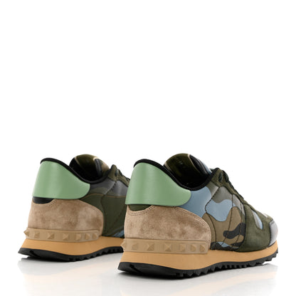 Valentino Garavani Nappa Suede Camouflage Womens Rockrunner Sneakers 41 Army Green Multicolor 4 of 9
