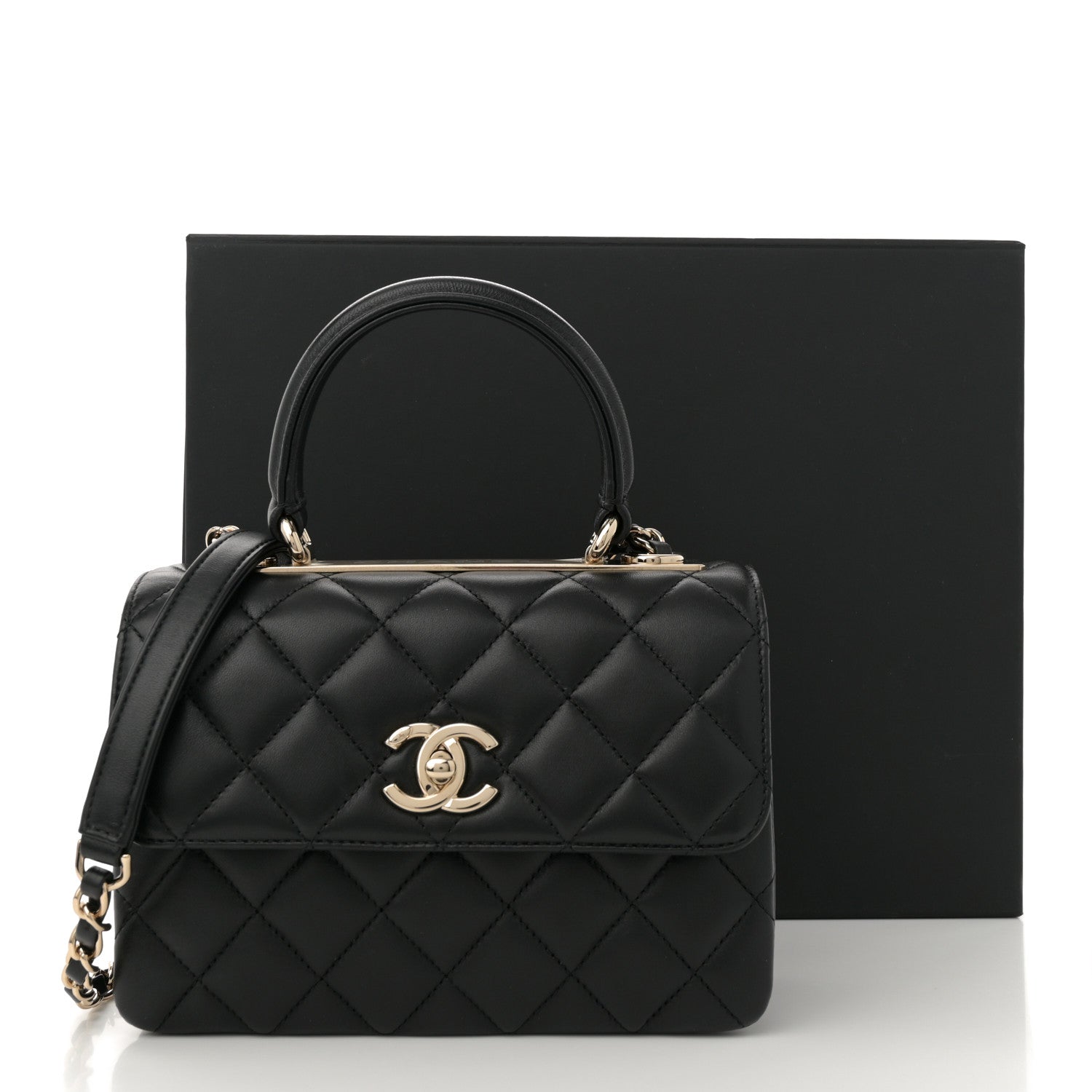 Chanel Lambskin Quilted Mini Trendy CC Dual Handle Flap Bag Black 10 of 10