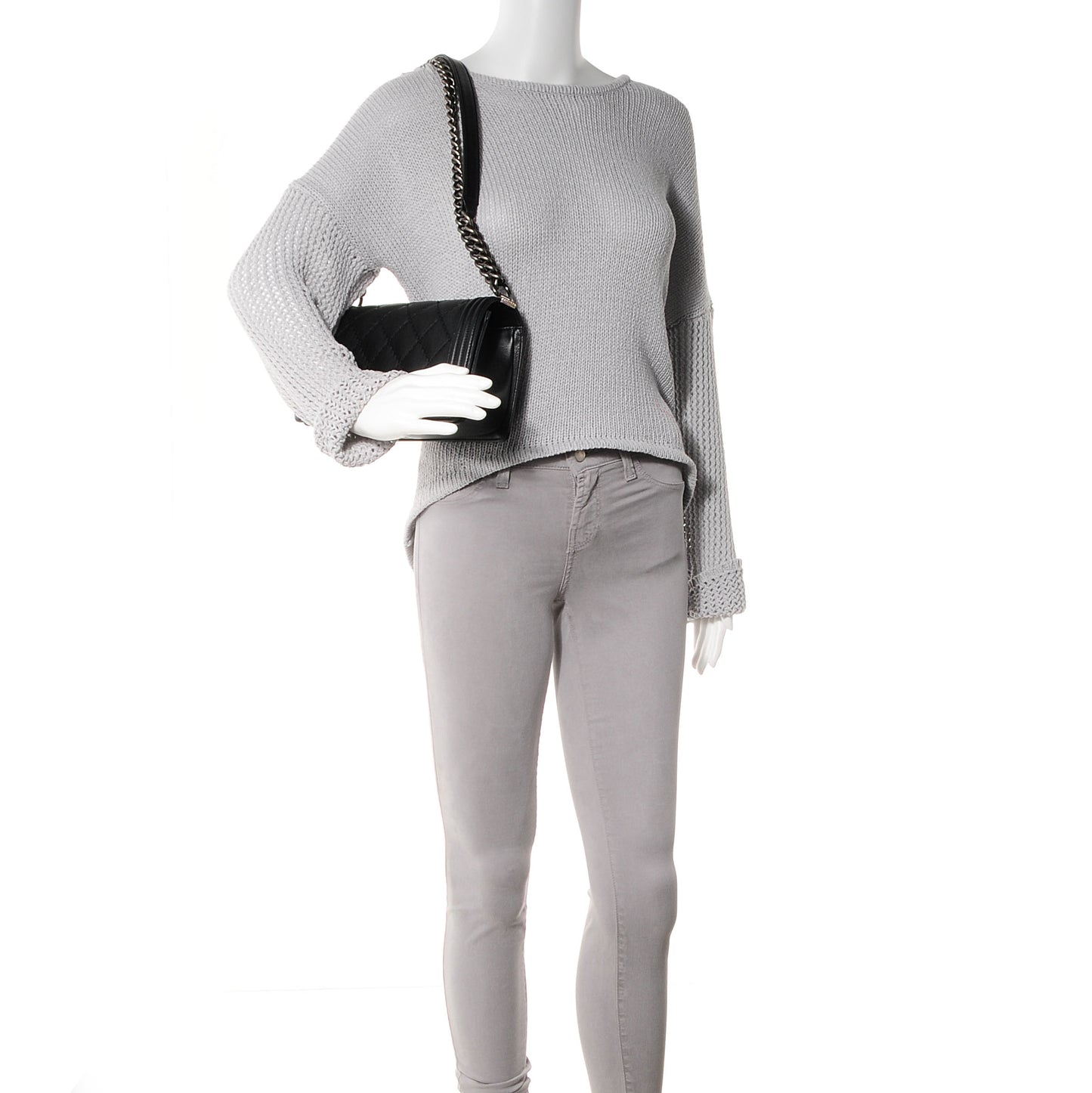 Calfskin Quilted Medium Boy Flap Black