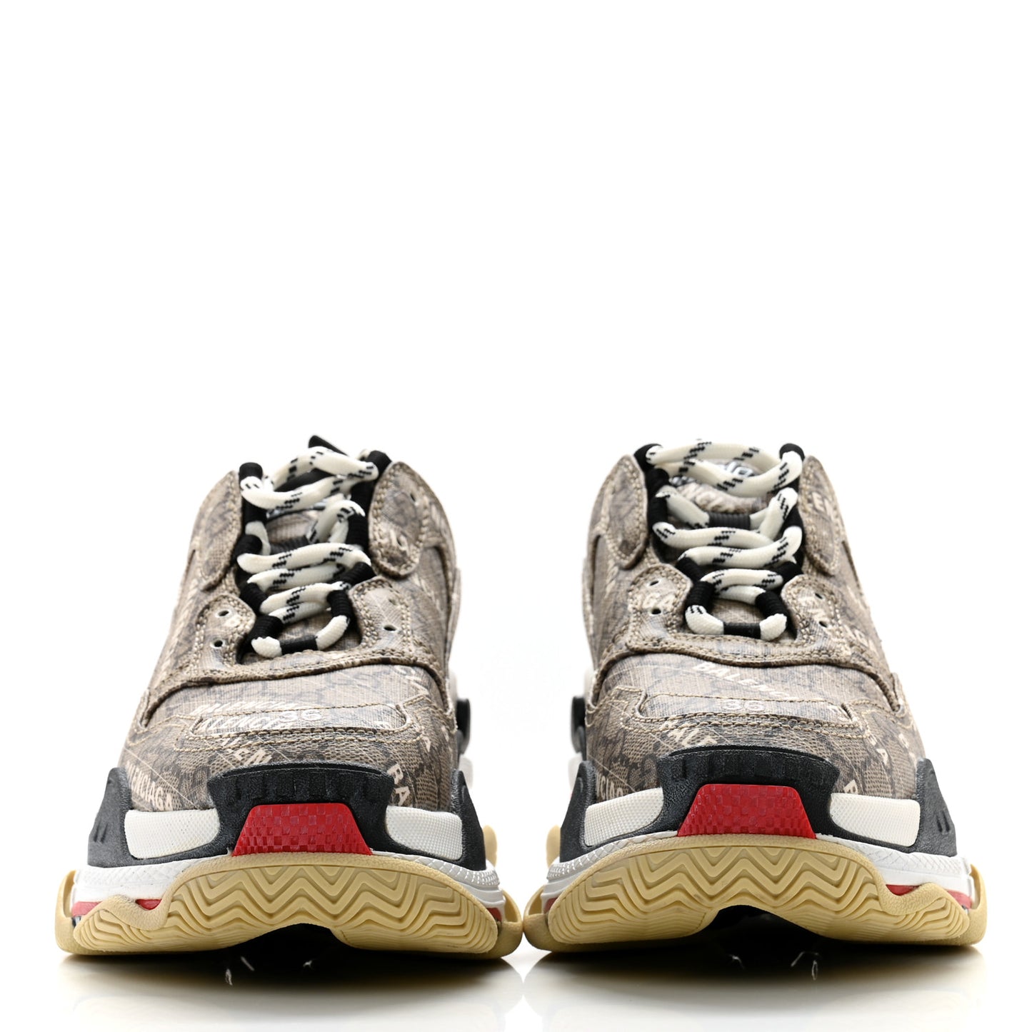 X GUCCI GG Supreme Monogram Allover Logo Womens Triple S Sneakers 36 Beige Ebony Mystic White