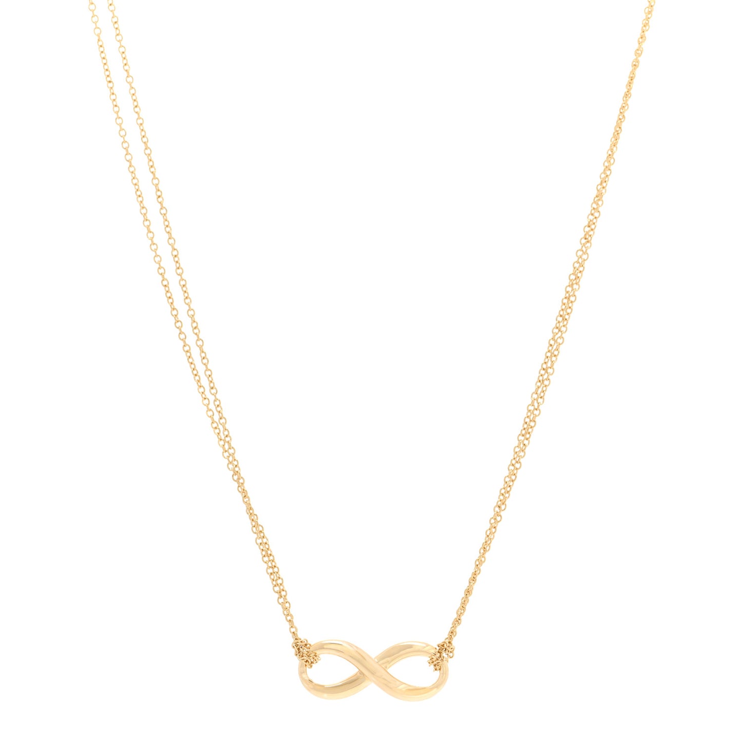 18K Yellow Gold Infinity Double Chain Pendant Necklace