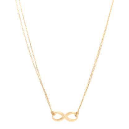 Tiffany 18K Yellow Gold Infinity Double Chain Pendant Necklace 1 of 3