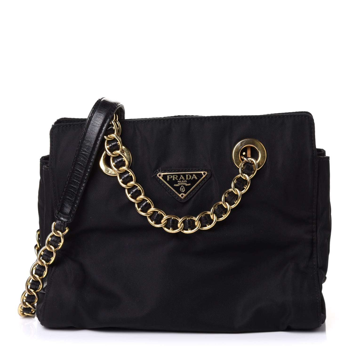 Prada Tessuto Nylon Chain Shoulder Bag Black 1 of 9