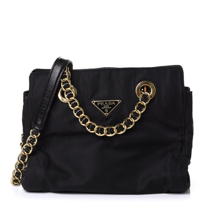Prada Tessuto Nylon Chain Shoulder Bag Black 1 of 9