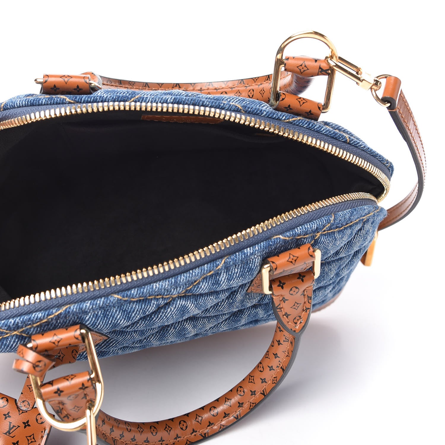 Louis Vuitton Denim Calfskin Reverse Monogram Malletage Alma BB Blue 5 of 9