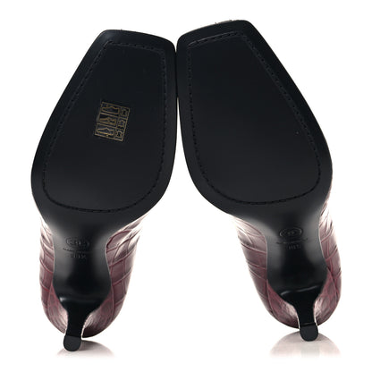 Chanel Crocodile Embossed Patent Calfskin Pumps 38.5 Burgundy Black 6 of 10