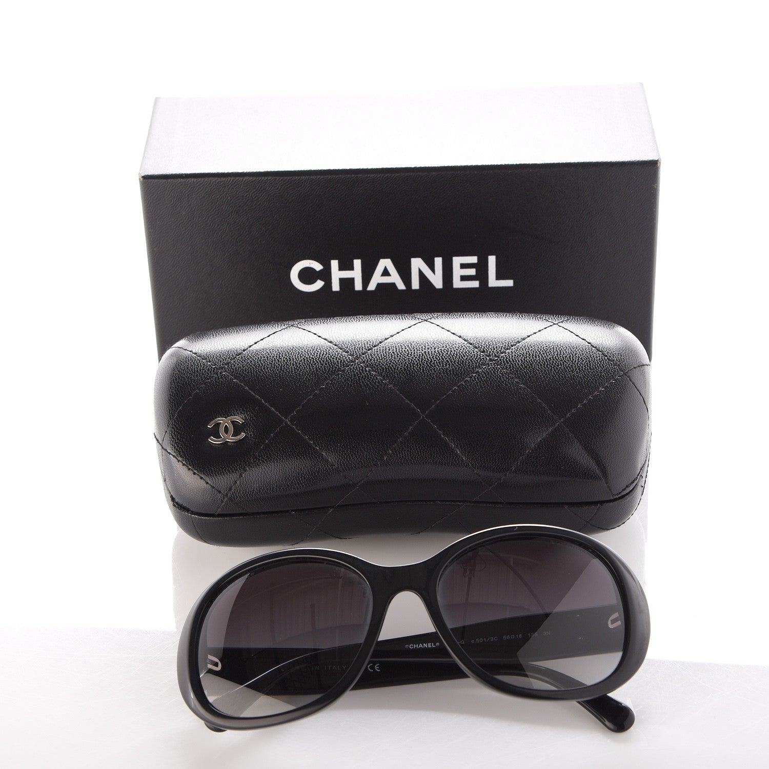 Chanel Acetate CC Turnlock Sunglasses 5235-Q Black Beige 7 of 7