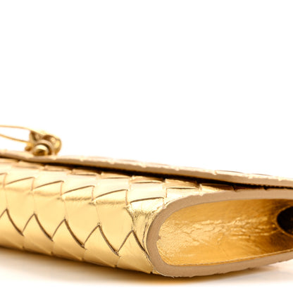 Bottega Veneta Metallic Lambskin Intrecciato Long Andiamo Top Handle Clutch Gold 10 of 12