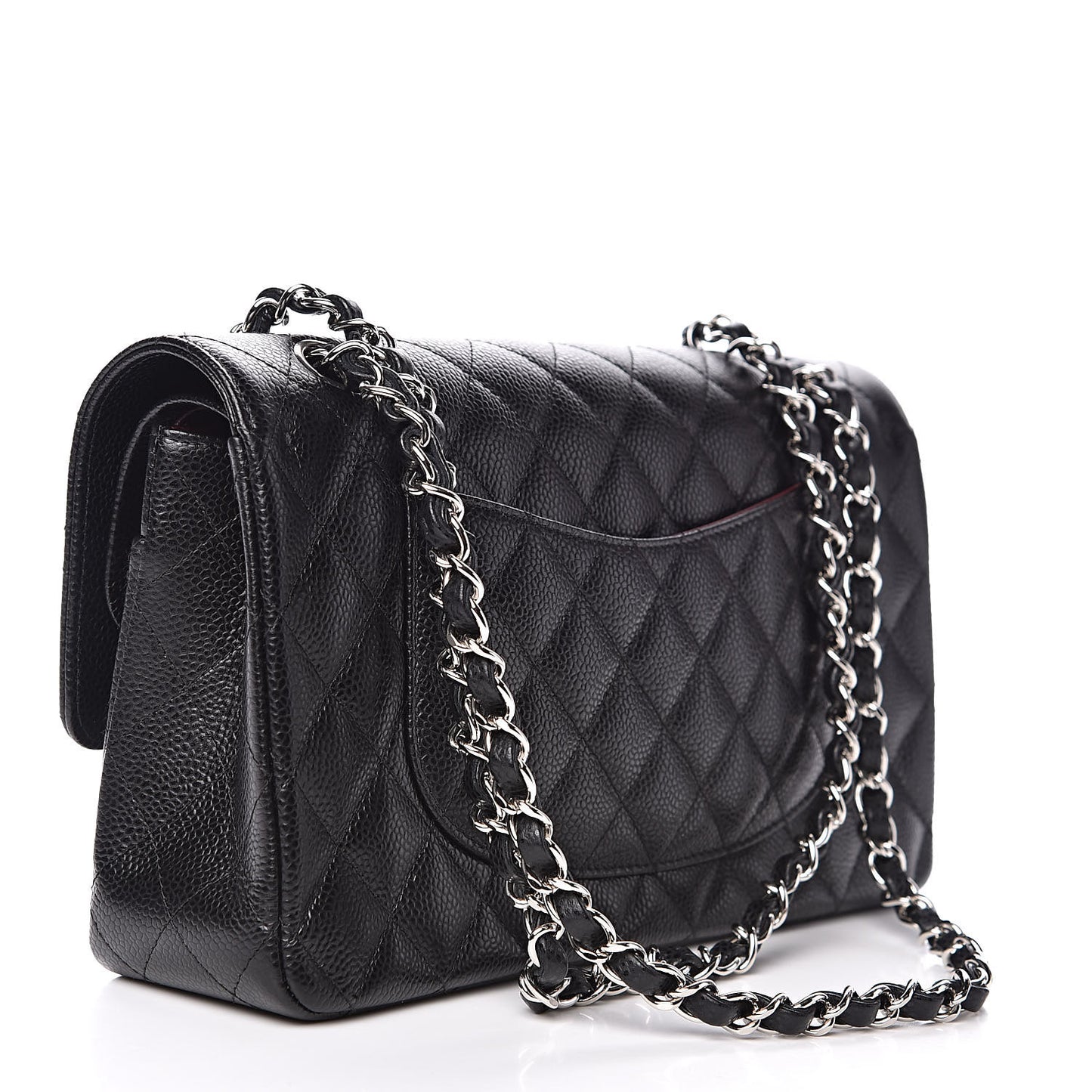 Caviar Quilted Medium Double Flap Black