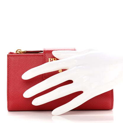 Prada Saffiano Metal Medium Wallet Rosso 2 of 13
