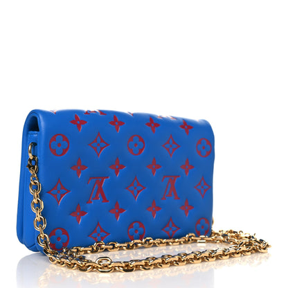 Louis Vuitton Lambskin Embossed Monogram Vuittamins Pochette Coussin Blue Red 3 of 8