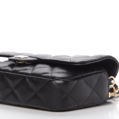 Chanel Caviar Quilted Flap Phone Holder With Chain Black 7 of 12