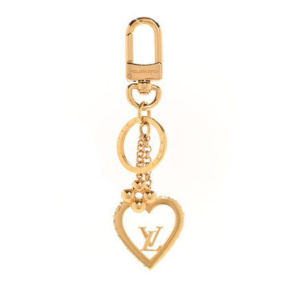 Louis Vuitton Metal Crystal My LV Love Bag Charm Key Holder Gold 1 of 5