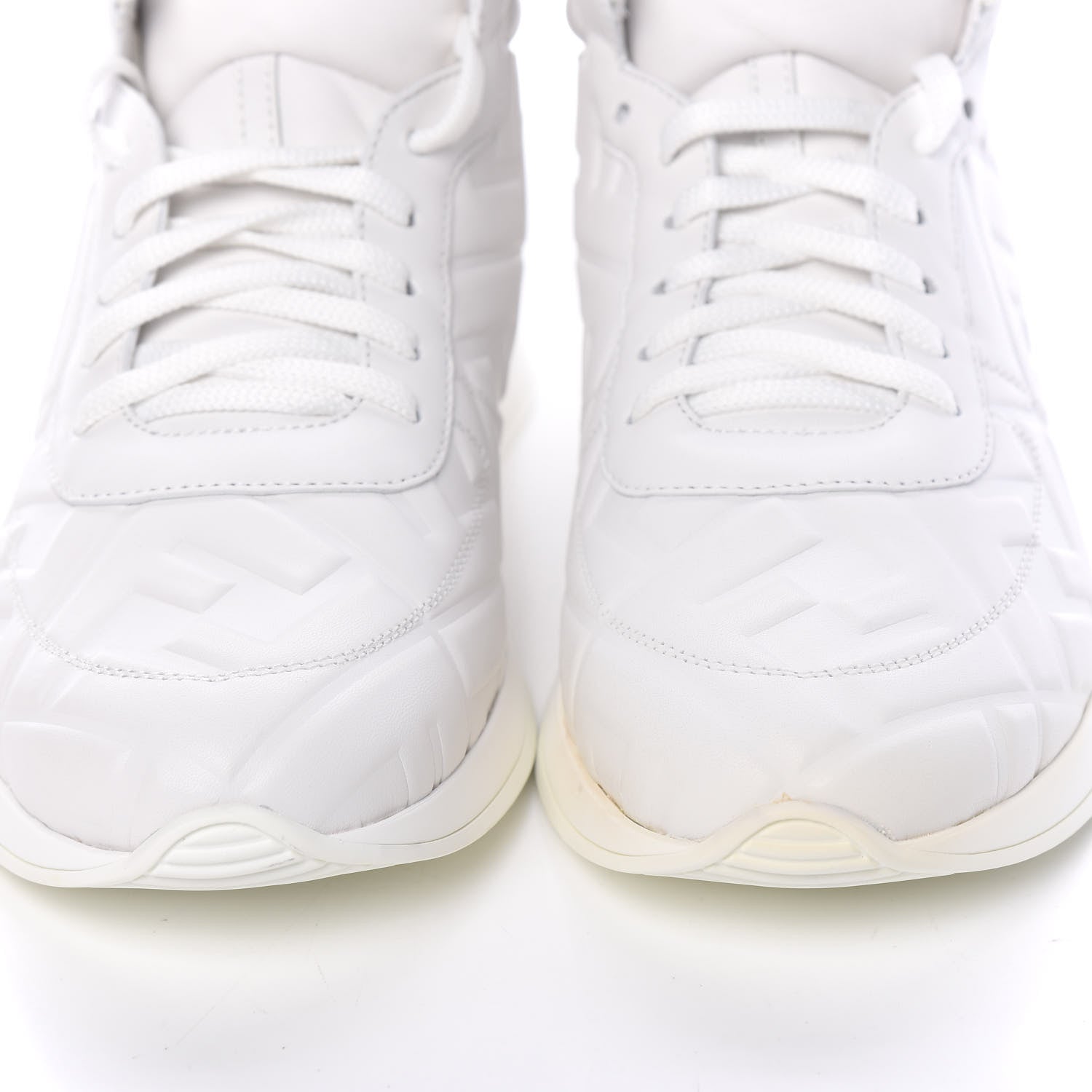 Fendi Nappa Macro FF Embossed Womens High Top Sneakers 39 White Ice 10 of 12