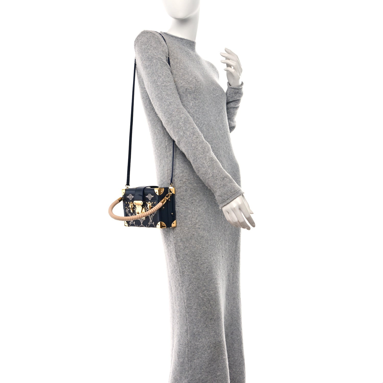 Louis Vuitton Calfskin Nautical Monogram Petite Malle Navy Blue 2 of 9