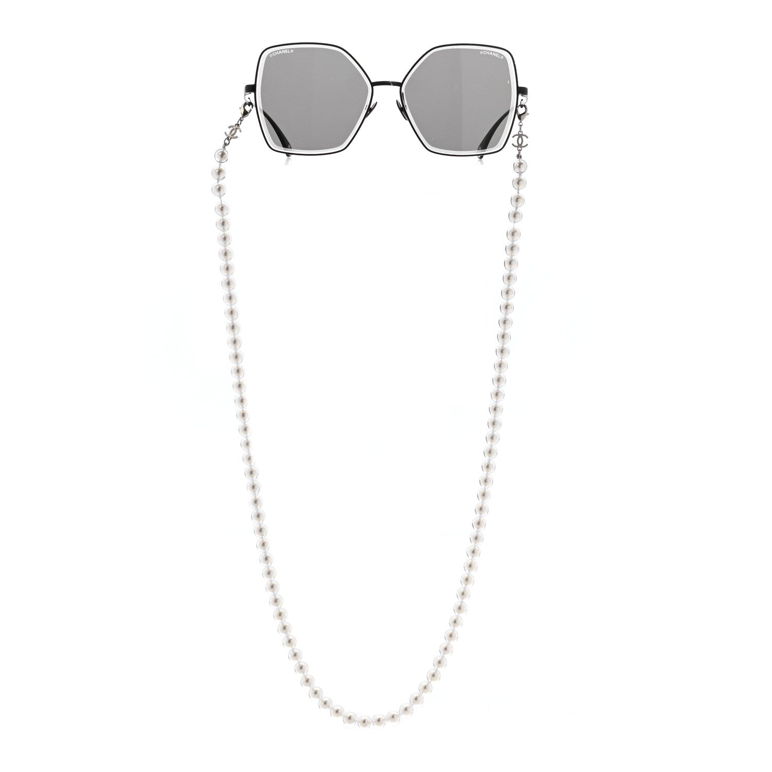 Chanel Metal Butterfly Removable Pearl Chain Sunglasses 4262 Black 5 of 8