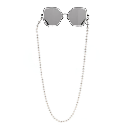 Chanel Metal Butterfly Removable Pearl Chain Sunglasses 4262 Black 5 of 8