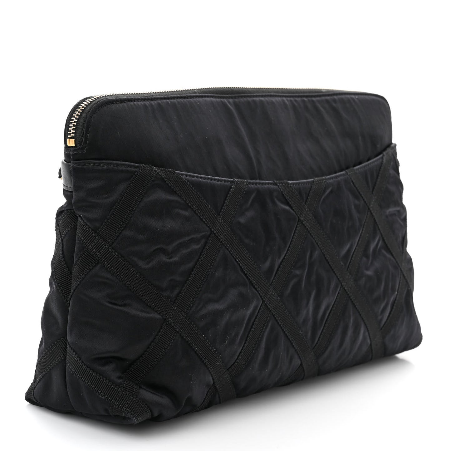 Nylon Grosgrain Large Lifestyle Pouch With Foldable Tote Black