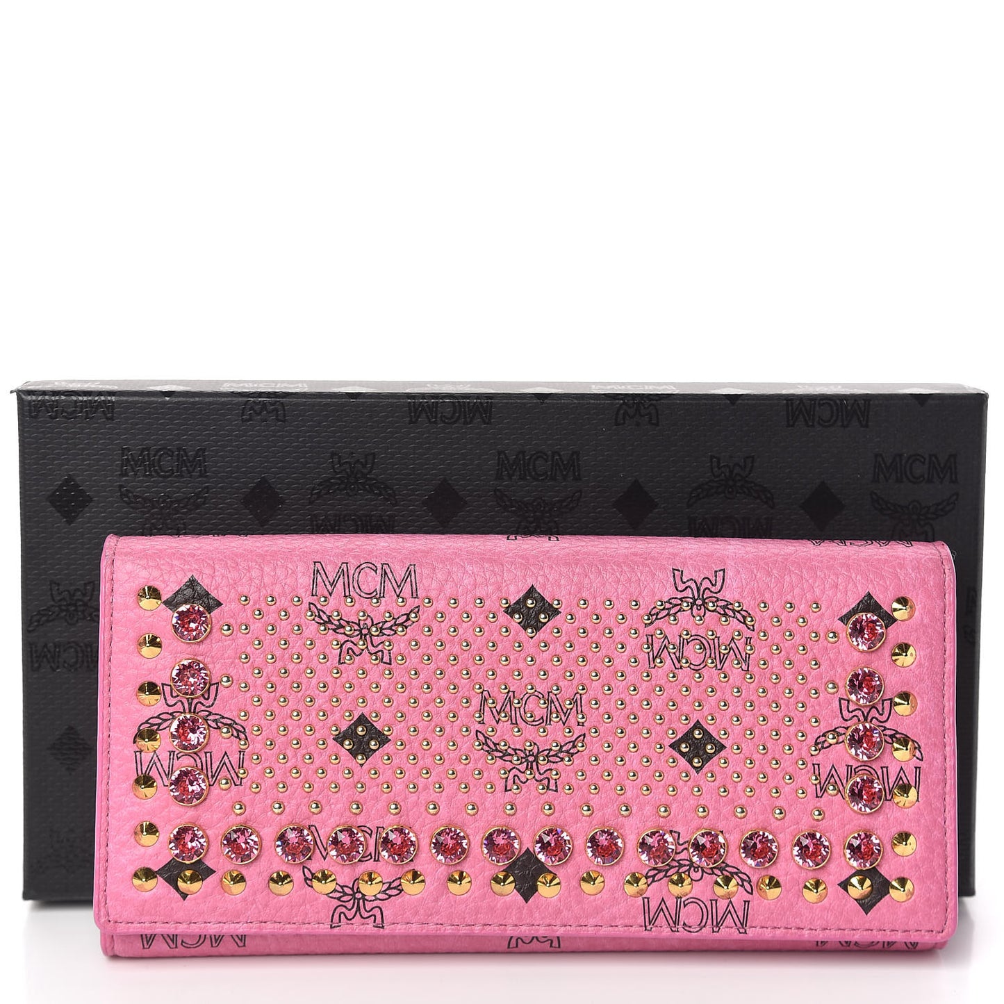 Visetos Swarovski Crystal Studded Flap Wallet Pink