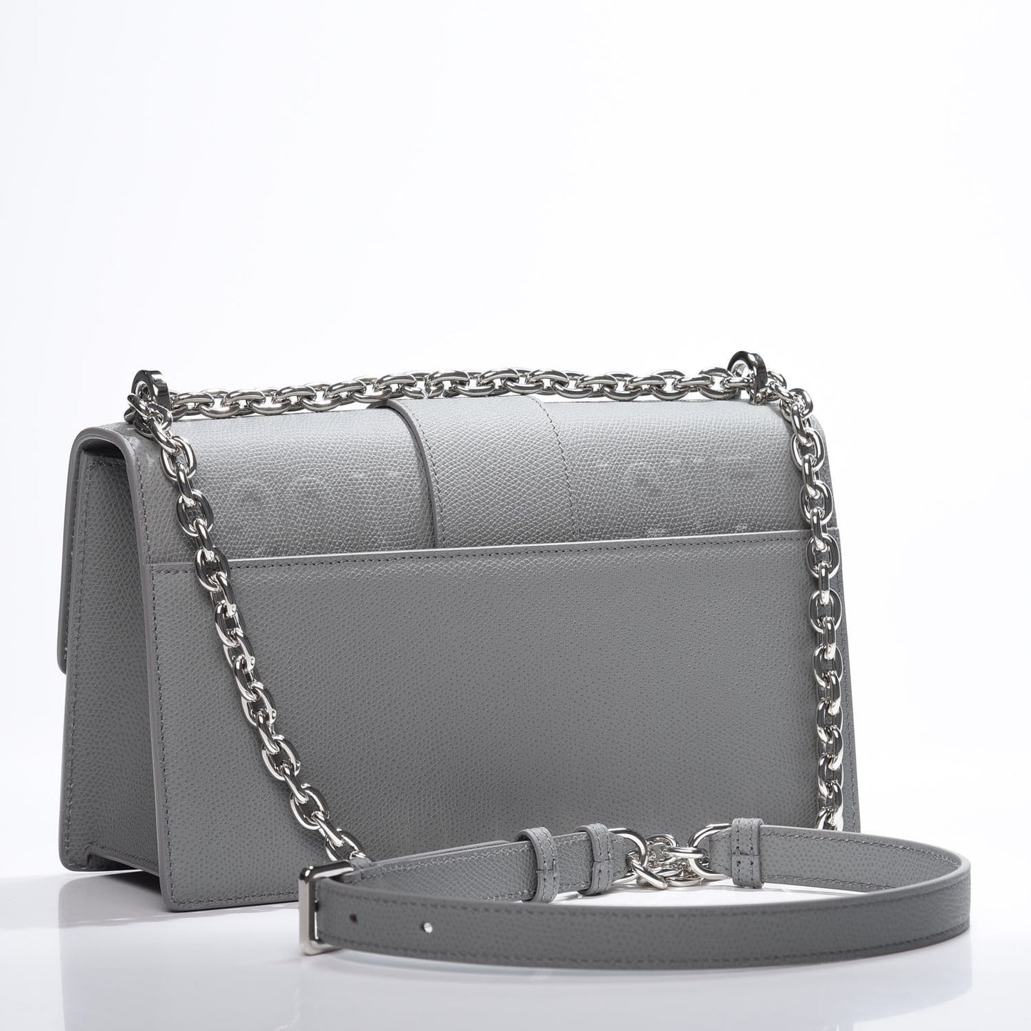 Grained Calfskin 30 Montaigne Chain Flap Bag Grey