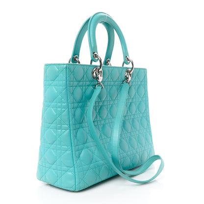 Christian Dior Lambskin Cannage Large Lady Dior Turquoise 3 of 10