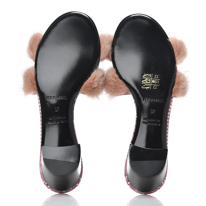Hermes Mink Fur Oasis Sandals 37 Granit Pink 5 of 10