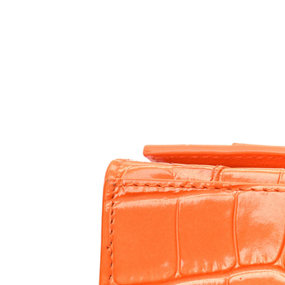 Balenciaga Shiny Calfskin Crocodile Embossed Hourglass Top Handle Bag Mini Orange 5 of 6