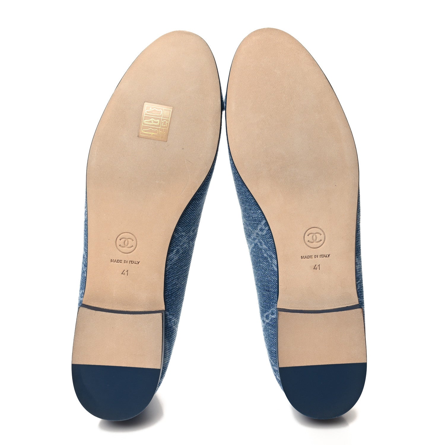 Chanel Denim Printed Cap Toe Ballerina Flats 41 Blue 6 of 9