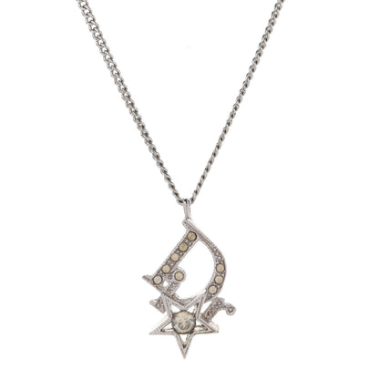Christian Dior Crystal Logo Star Necklace Silver 4 of 6