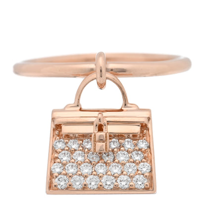 Hermes 18K Rose Gold Diamond Kelly Amulettes Ring 49 4.75 1 of 5