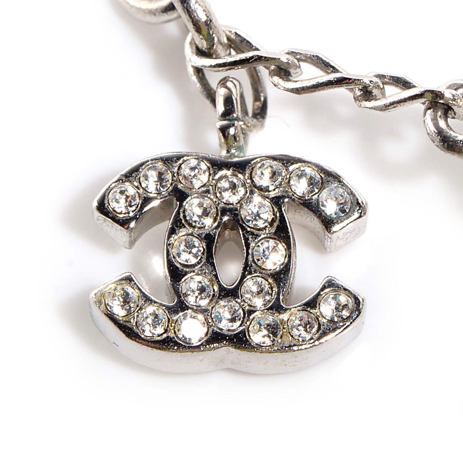 Chanel Crystal Ball CC Necklace Silver 4 of 6