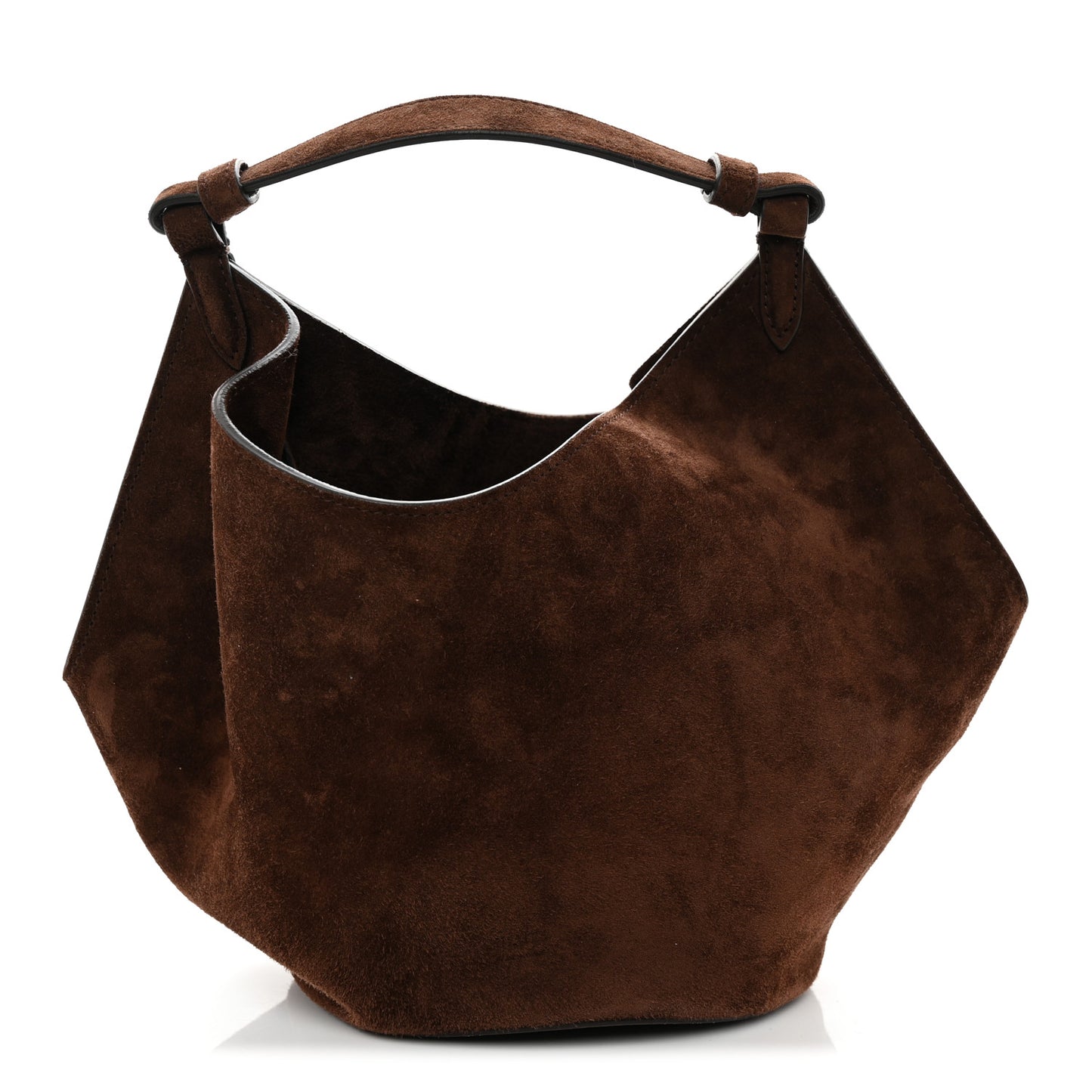 Suede Calfskin Mini Lotus Tote Coffee