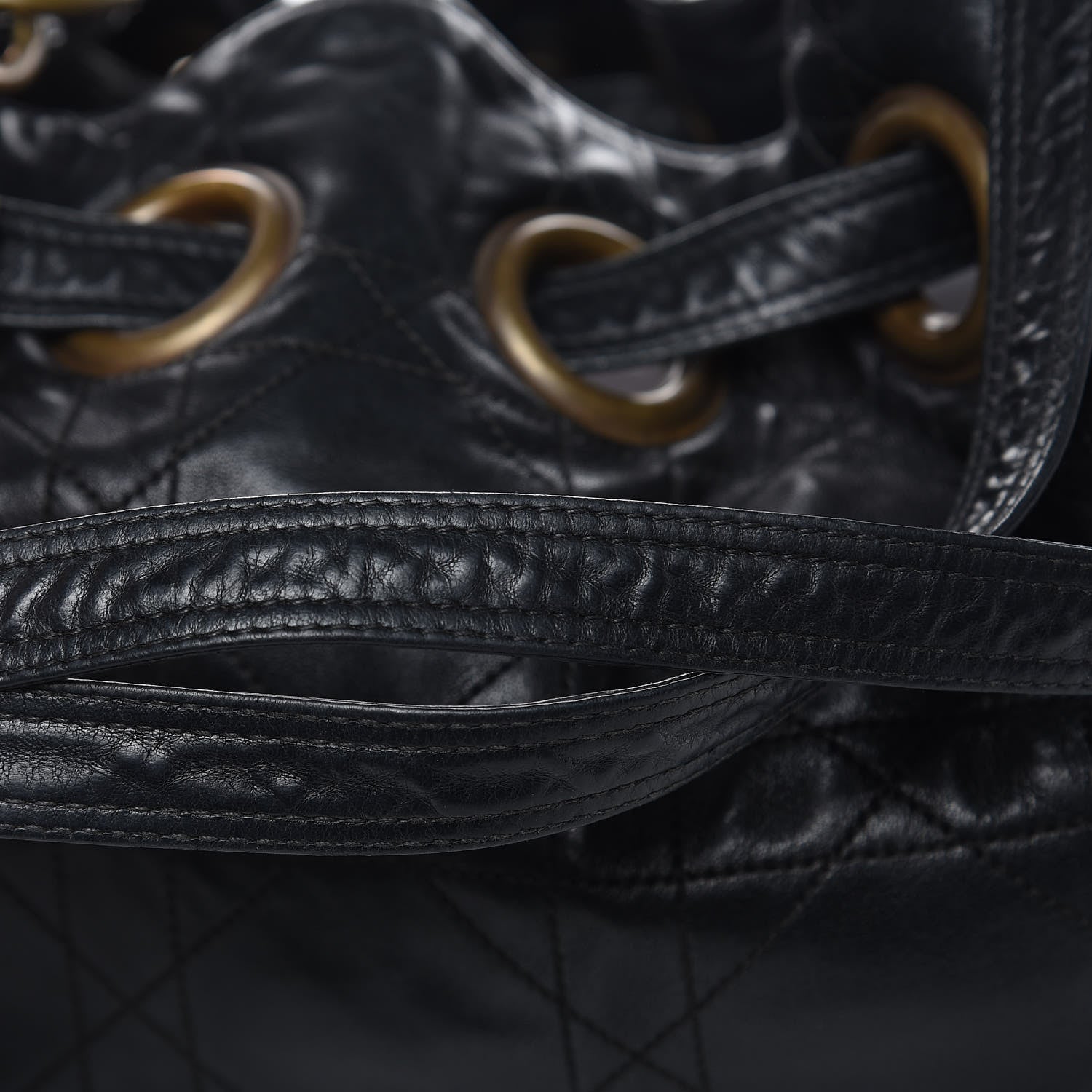 Christian Dior Lambskin Cannage Drawstring Bag Black 11 of 18