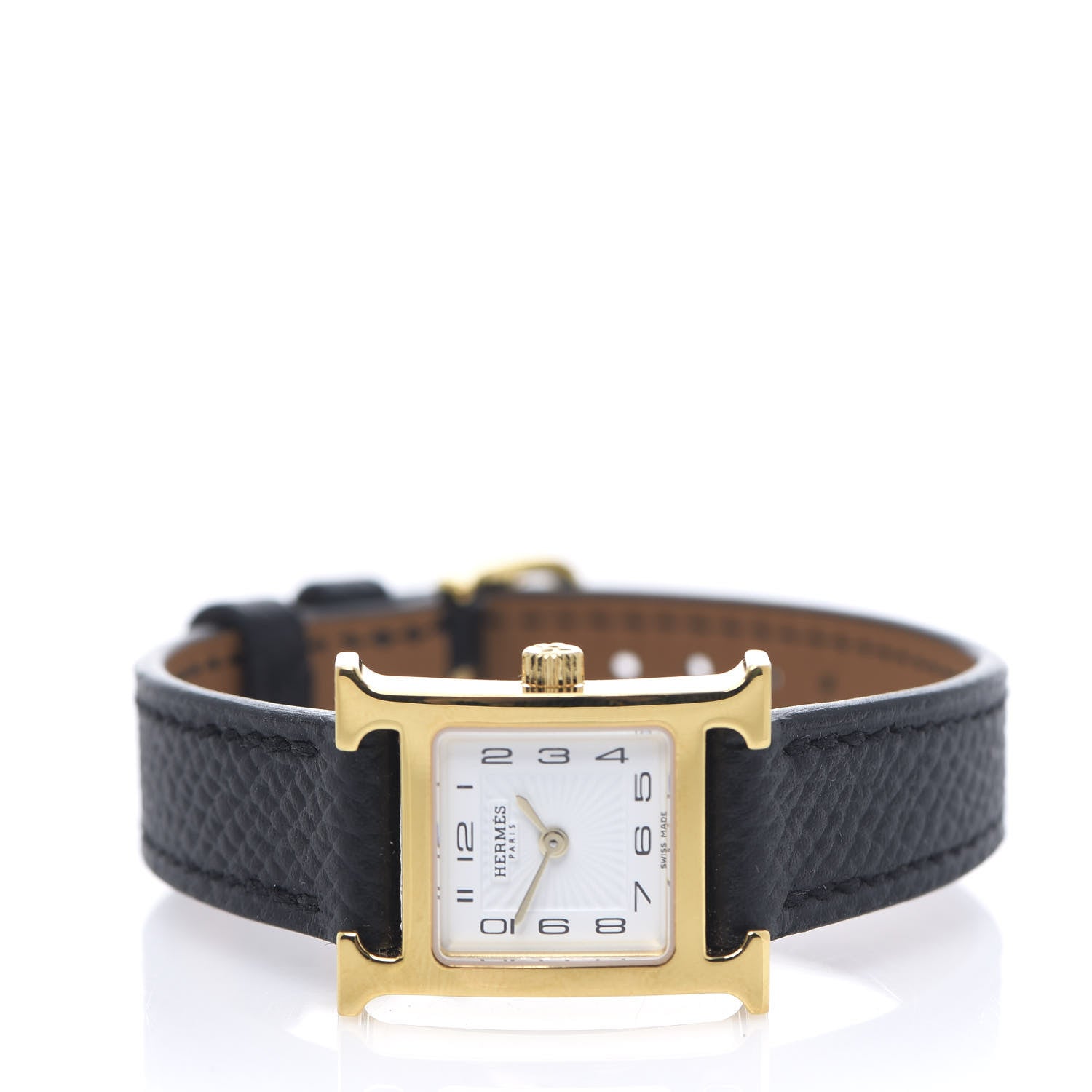 Hermes Stainless Steel Epsom 17.2mm Heure H Hour Quartz Watch Noir 2 of 8