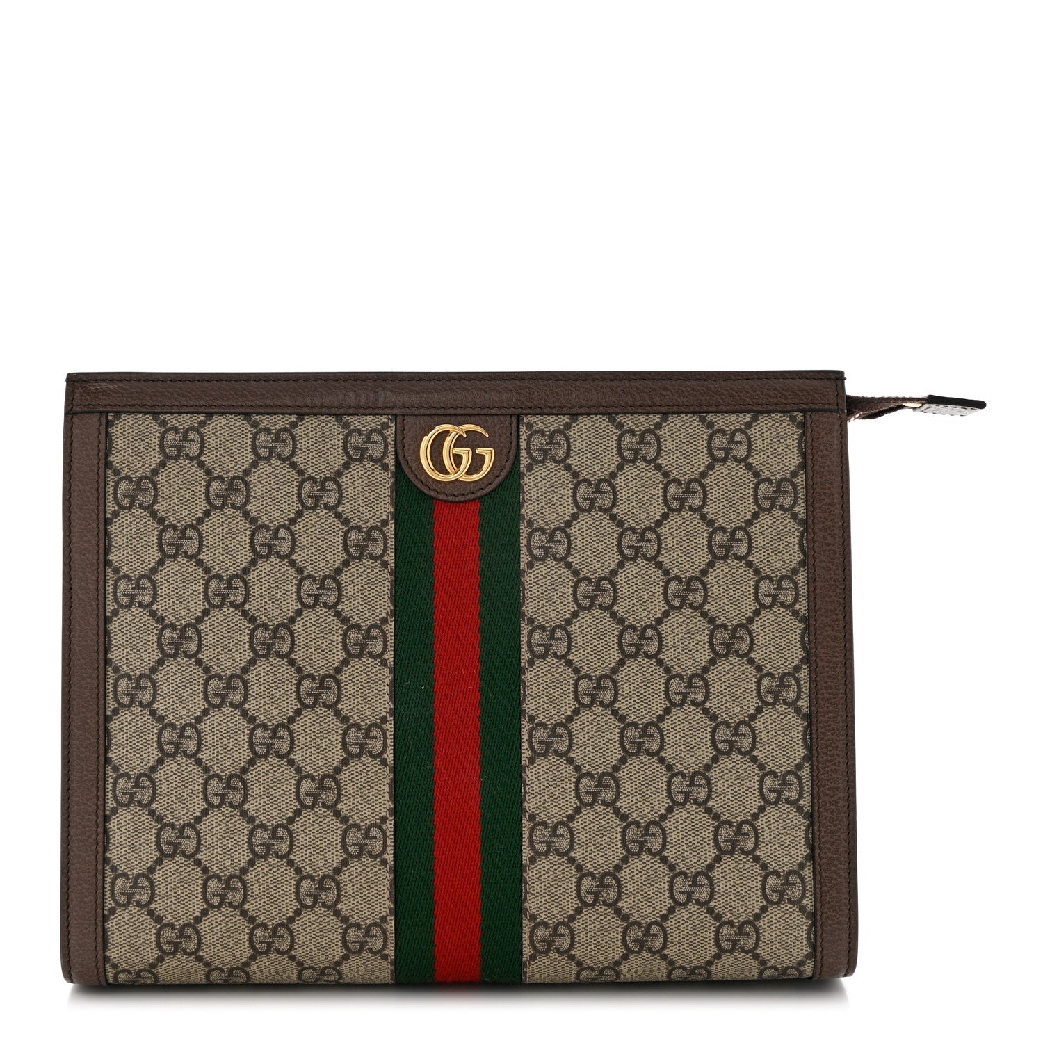 Gucci GG Supreme Monogram Web Ophidia Pouch Brown 1 of 7