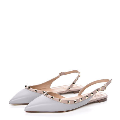 Valentino Garavani Nappa Rockstud Slingback Flats 40.5 Patel Grey Poudre 3 of 9