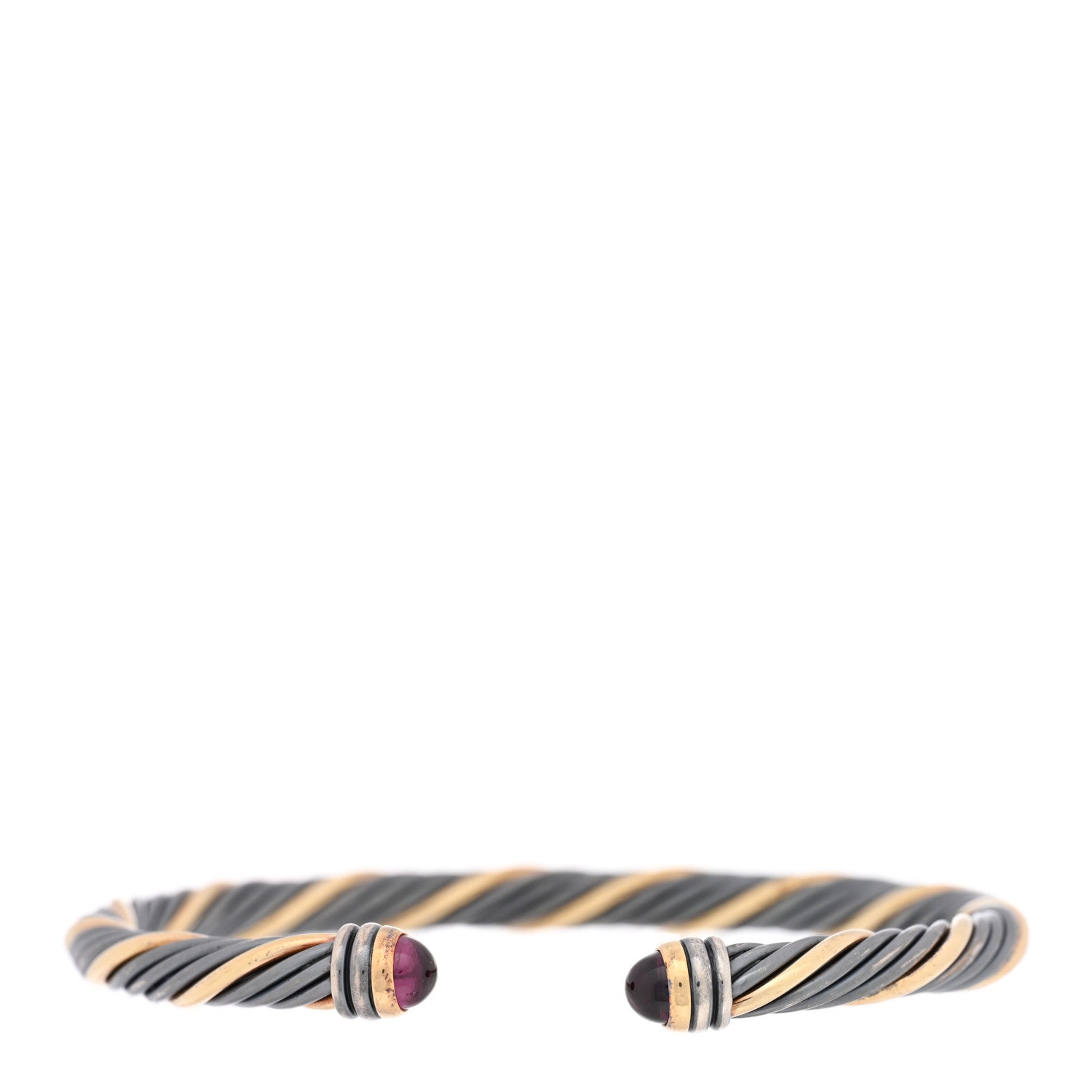 David Yurman Darkened Sterling Silver 18K Yellow Gold Pink Tourmaline 5mm Cable Bracelet 1 of 3