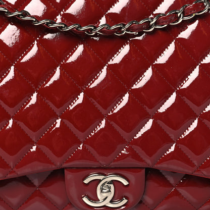 Chanel Patent Quilted Maxi Double Flap Dark Red 7 of 10