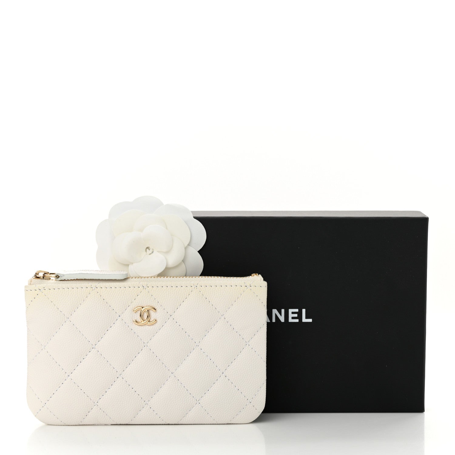 Chanel Caviar Quilted Small Cosmetic Case White 12 of 12