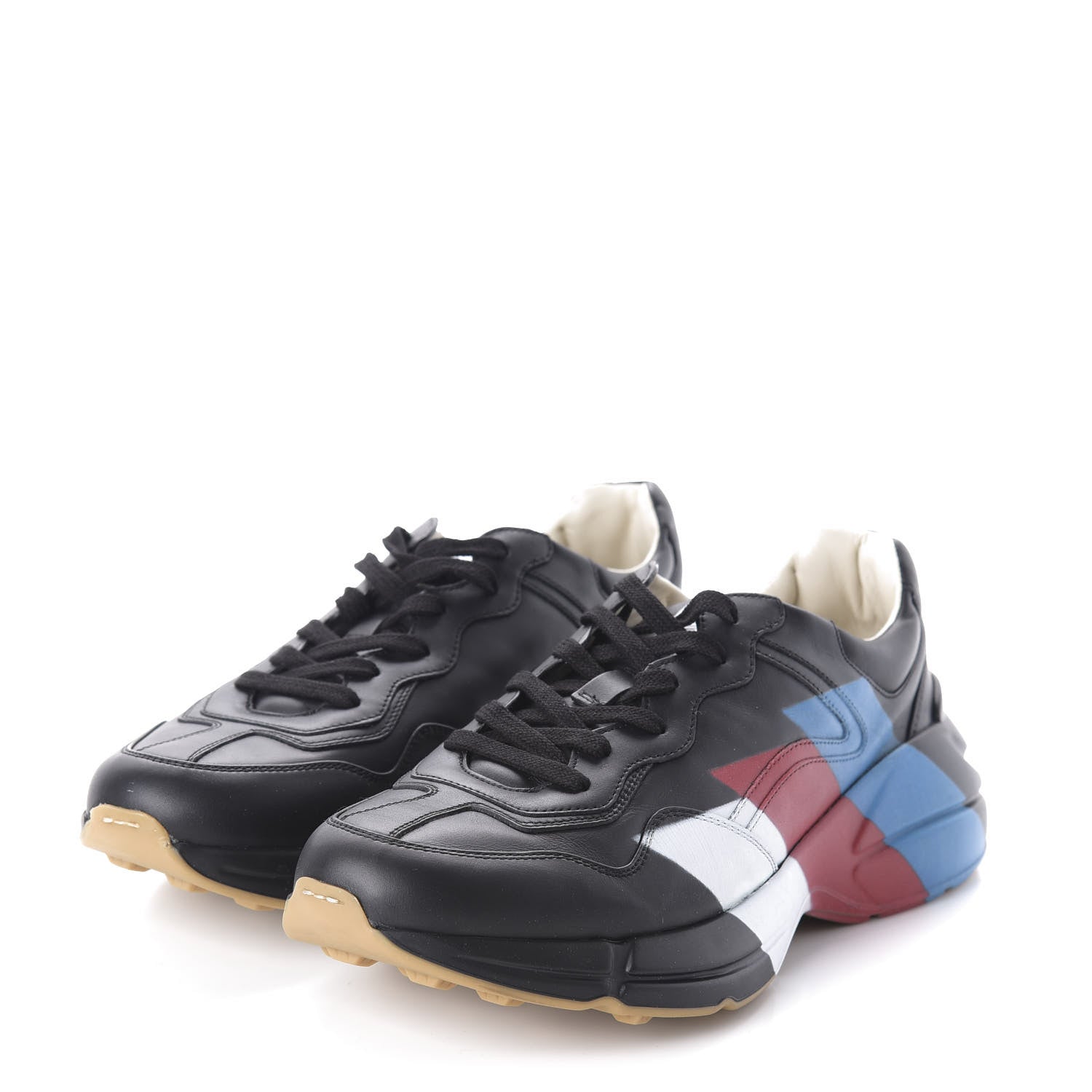 Gucci Calfskin Web Printed Mens Rhyton Sneakers 10.5 Black 3 of 9